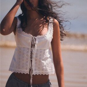 ZARA White Embroidered Top